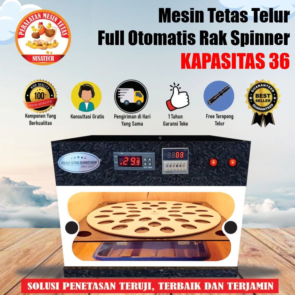 NUSANTARA INCUBATOR Mesin Tetas Telur Full Otomatis Kap.21 Rak Spinner Penetas Telur Otomatis