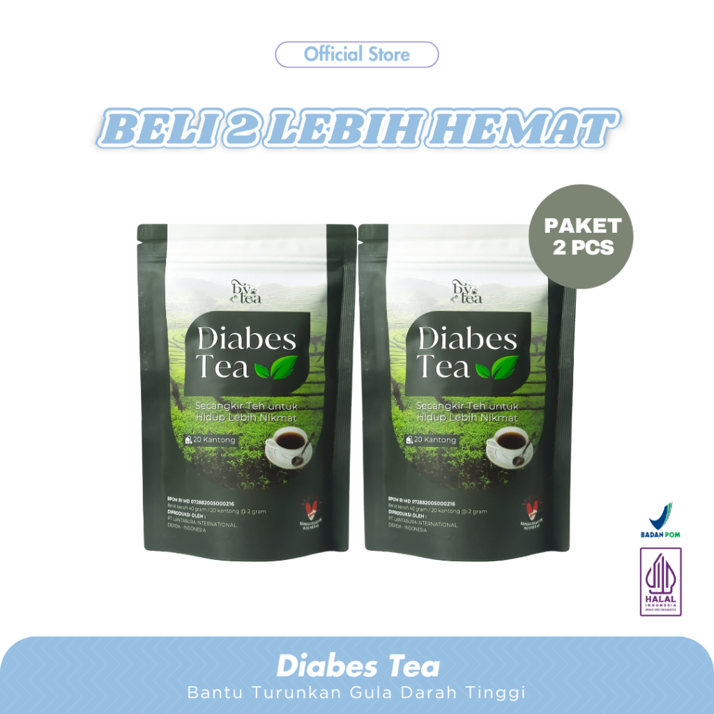 

PAKET 2 POUCH ByTea Diabes Tea - Teh Diabes Turunkan Kadar Gula Darah Tetap Stabil Isi 20 Kantong