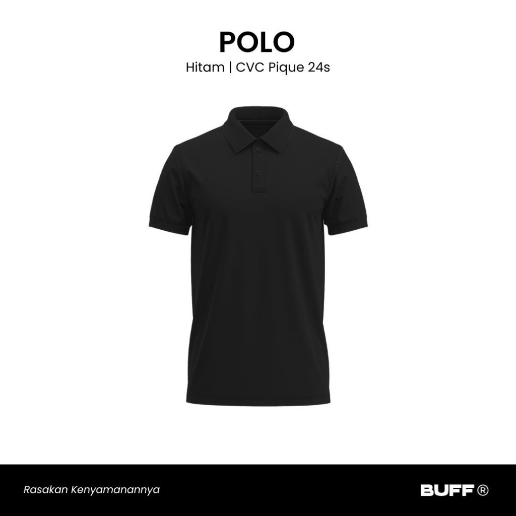 Buff Studios Kaos Polo Polos CVC Pique 24s Hitam