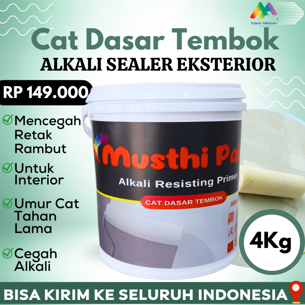 Cat Dasar Tembok Alkali Sealer Eksterior Musthi Paint 4 Kg Cat Alkali Sealer