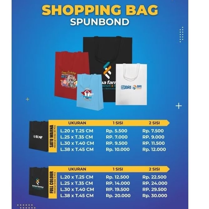 

Tas Shopping bag / Gudybag / Tas Kain sponbound/ Tas belanja / tas kain belanja / tas souvenir / gudybag Souvenir / Gudybag / tas hudy