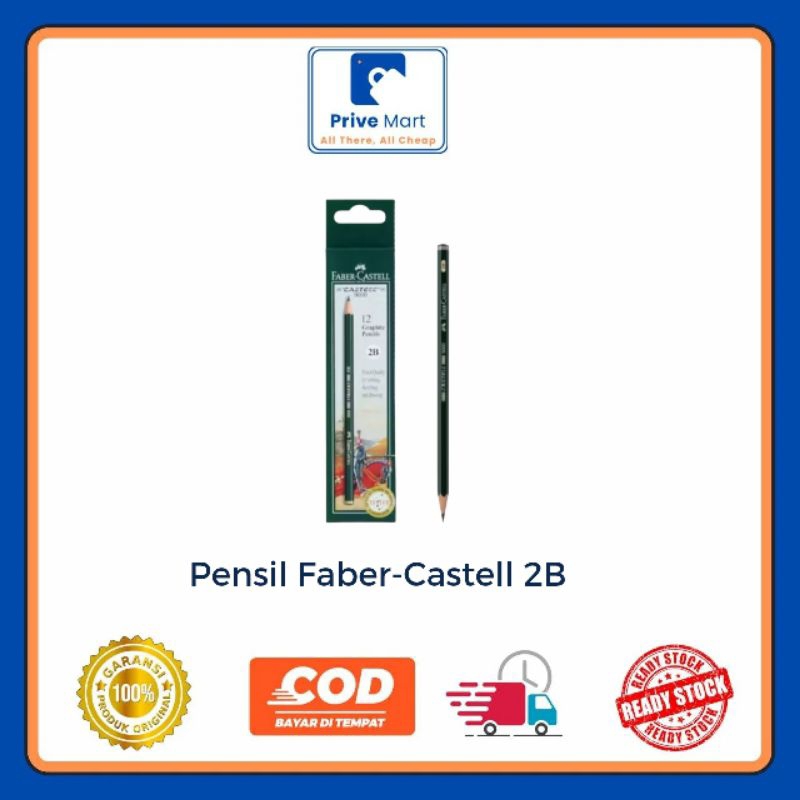 

Pensil Faber-Castell 2B 12 Graphite Pencils (Satuan/Ecer) Prive Mart