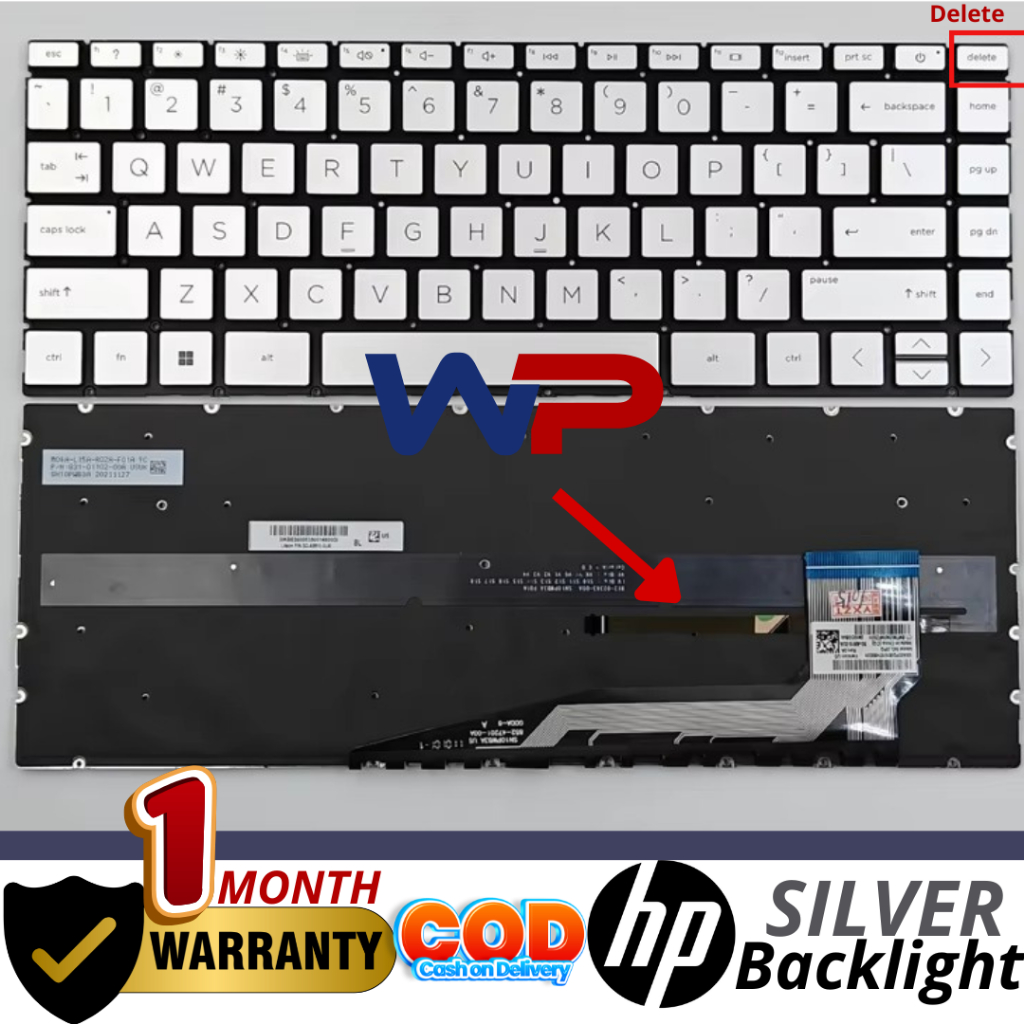 KEYBOARD HP KEYBORD LAPTOP AERO 13-BE SILVER BACKLIGHT - TOMBOL DELETE