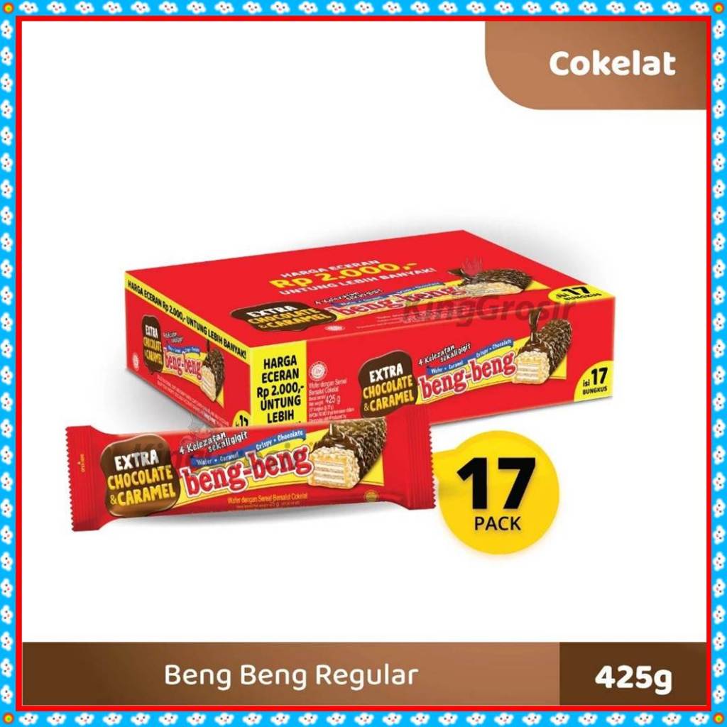 

Beng-Beng Reguler Kemasan BOX Isi 17 x 25gr / Beng Beng Wafer Crispy Cokelat Caramel