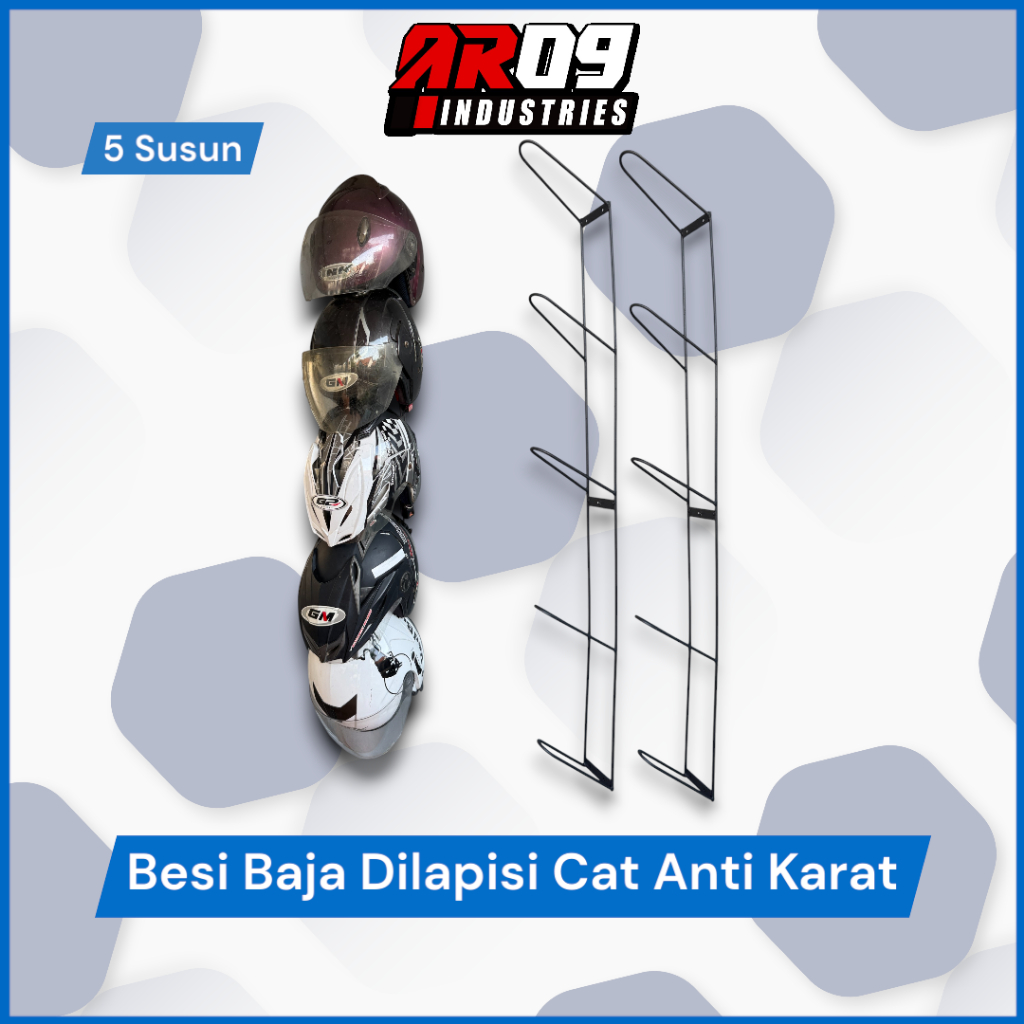 Gantungan Helm Dinding - Rak Penyimpanan Helm Gantung Tahan Karat untuk Rumah & Garasi Isi 3&5 Helm