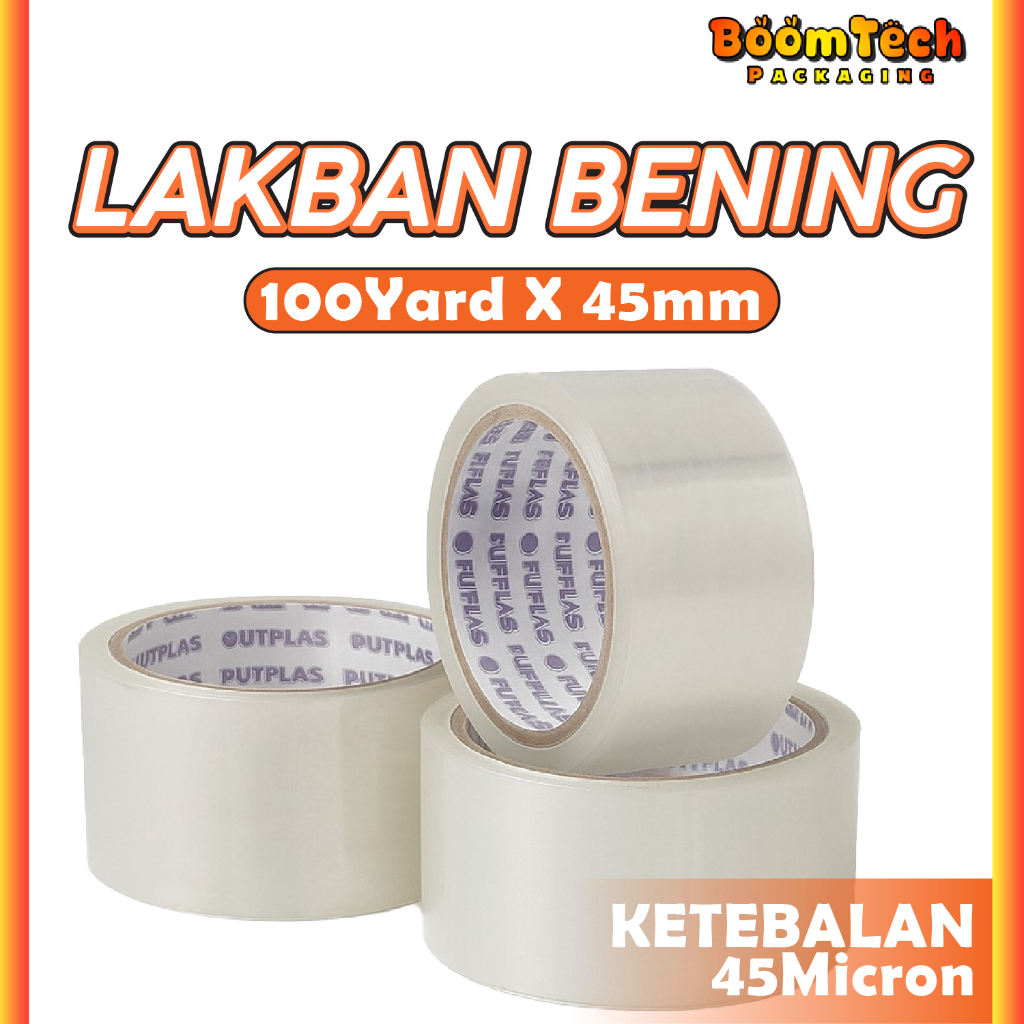 

LAKBAN BENING 100 Yard ISOLASI SELOTIP Cortape Tebal Clear Tape 45 mm Daya Lengket Kuat Lakban Coklat Fragile Plastik OPP Polymailer Paket Baju Fashion Grosir Satuan Murah