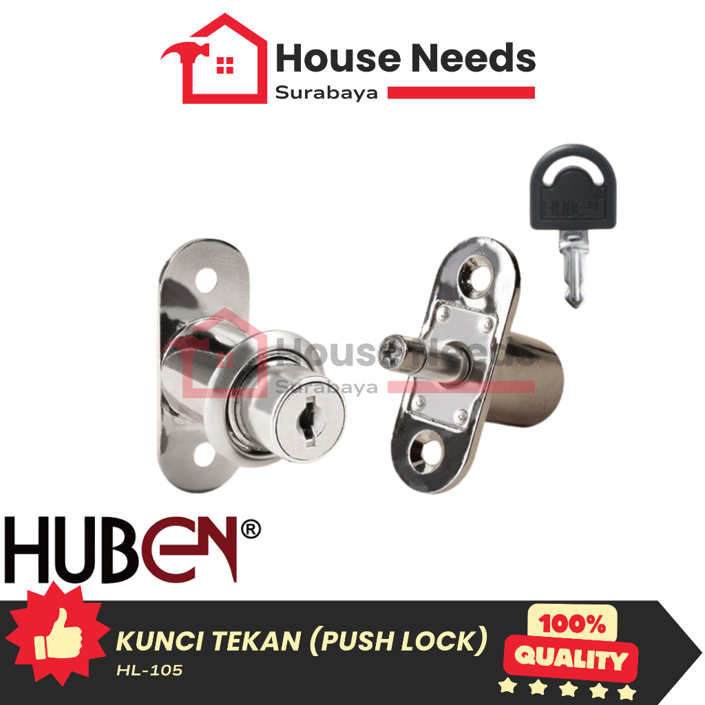 Kunci Laci Lemari Etalase Meja Push Lock 19mm HUBEN HL-105