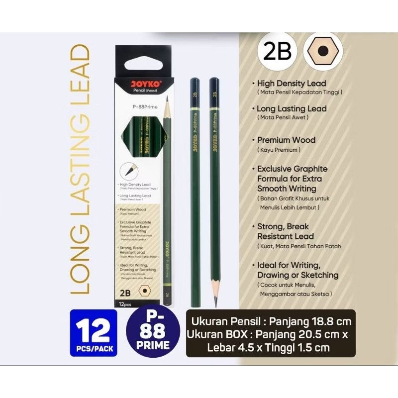 

Pensil Joyko P88 Prime/Pensil Ujian 2B isi 12 pcs