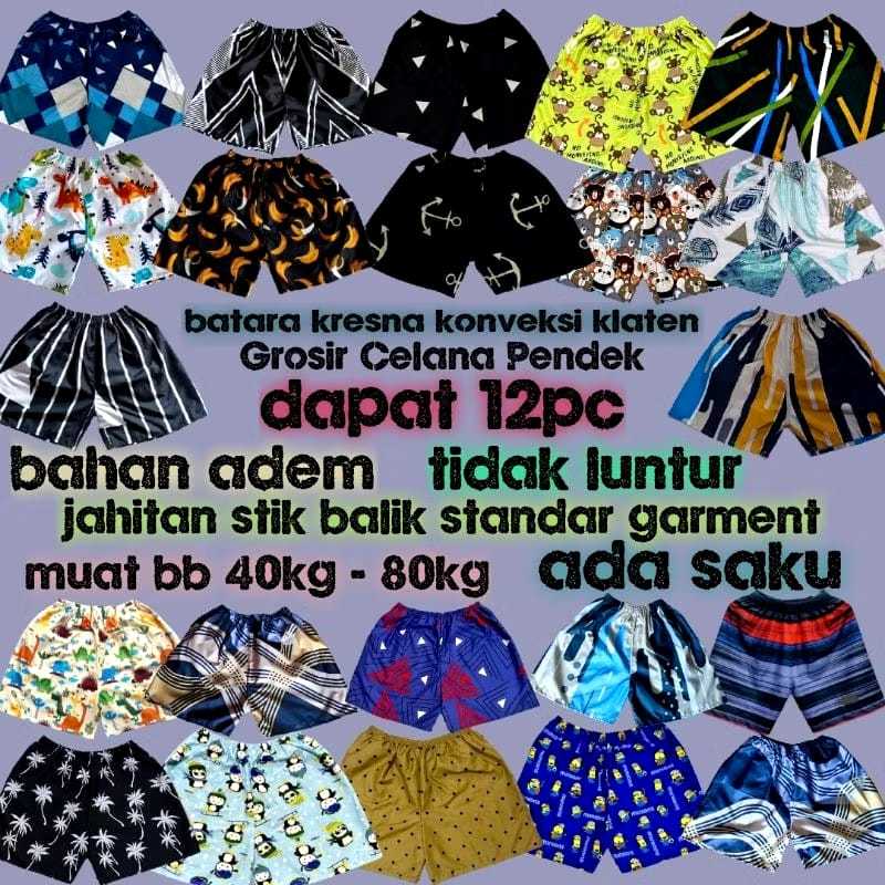 KODE P | 1 Lusin Celana Pendek Kolor Boxer Pria Wanita – Grosir Harga Murah