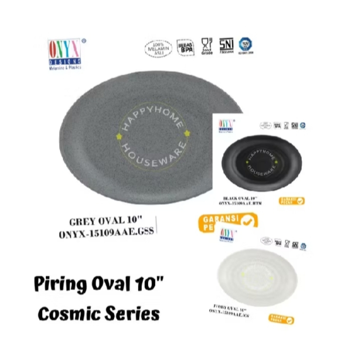 ONYX Piring Oval Melamin 10" Cosmic Granite Piring Oval Premium Onyx 27cm