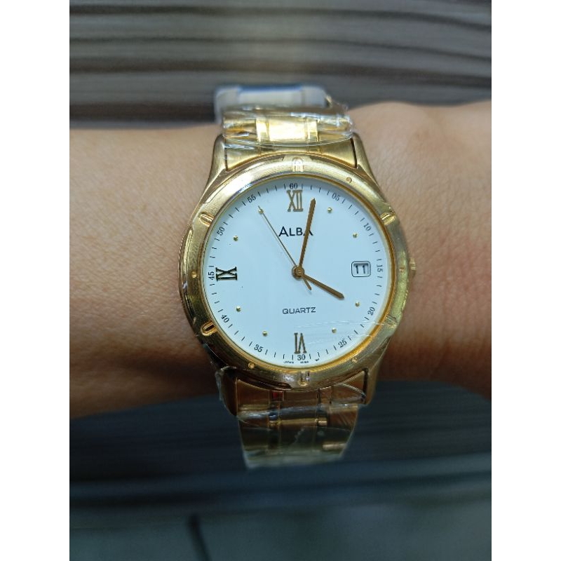 JAM TANGAN WANITA ALBA AXDB 42/JAM TANGAN WANITA UKURAN TANGGUNG RANTAI KUNING GOLD/JAM ALBA WANITA