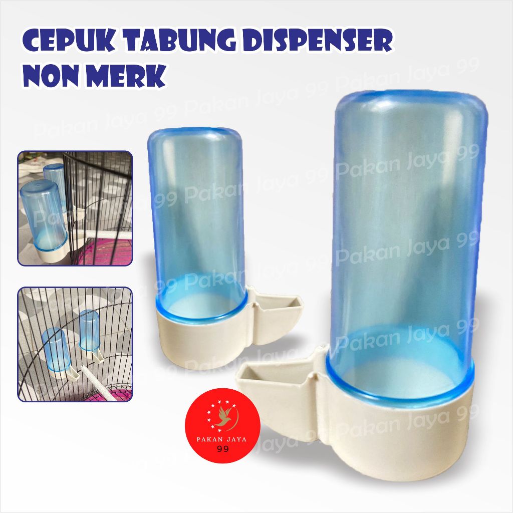 READY CEPUK TABUNG DISPENSER PLECI KENARI LUAR NON MERK 1PCS TEMPAT PAKAN MAKANAN MAKAN MINUM BURUNG