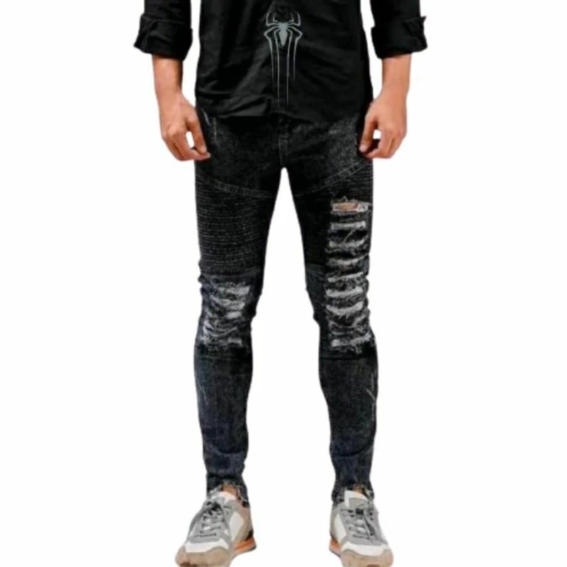 Sobek Bikers  Celana jeans Pria kekinian jumbo big size terbaru pensil skinny jins melar sobek
