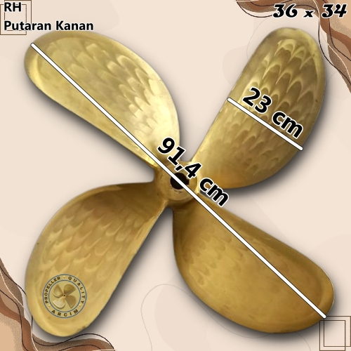 Baling baling kapal ukuran 36 x 34 mesin gearbox 4 daun Arcim Propeller