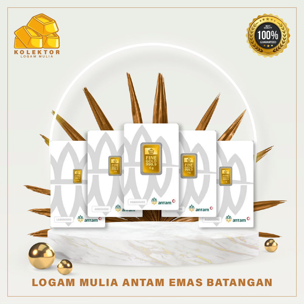 ANTAM Logam Mulia Emas Batangan Murni Gold Bar 24k 0,5 Gram, 1 Gram, 2 Gram & 3 Gram