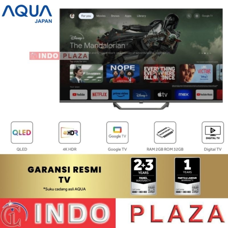 TV AQUA 50 INCH QLED 4K HDR GOOGLE TV AQT50S80EUX