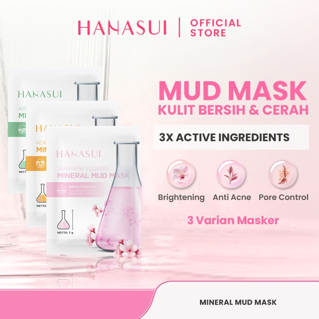 Hanasui Mineral Mud Mask Naturgo Komedo Halal BPOM | Masker Lumpur Wajah Sachet Original Anti Aging