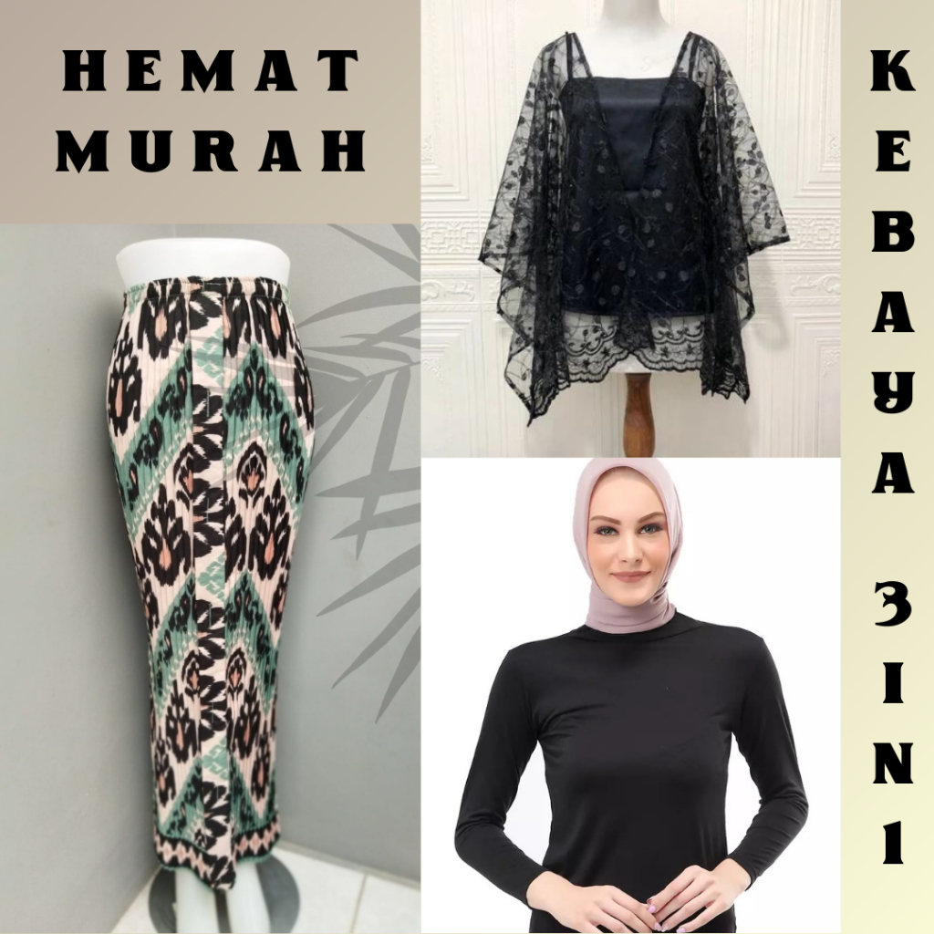 HEMAT MURAH Oneset Kondangan Kebaya Brukat Baru Tulle Kebaya Rompi Cardigan Brokat Modern Baju Konda