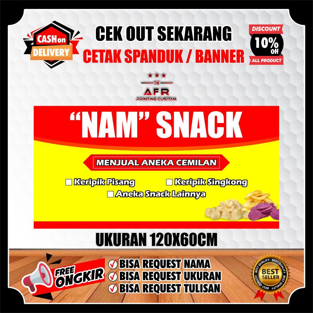 Spanduk Warung Jajanan Snack Cemilan Custom