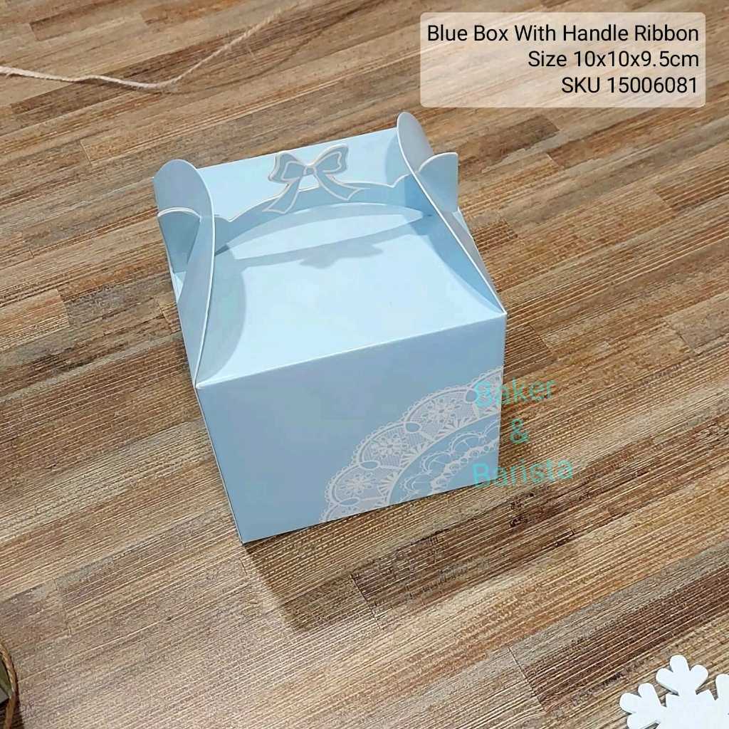 

Blue Box Handle Ribbon / Mini Box For Gift Candy Permen/Gift Box Aesthetic / Mini cookies box cantik