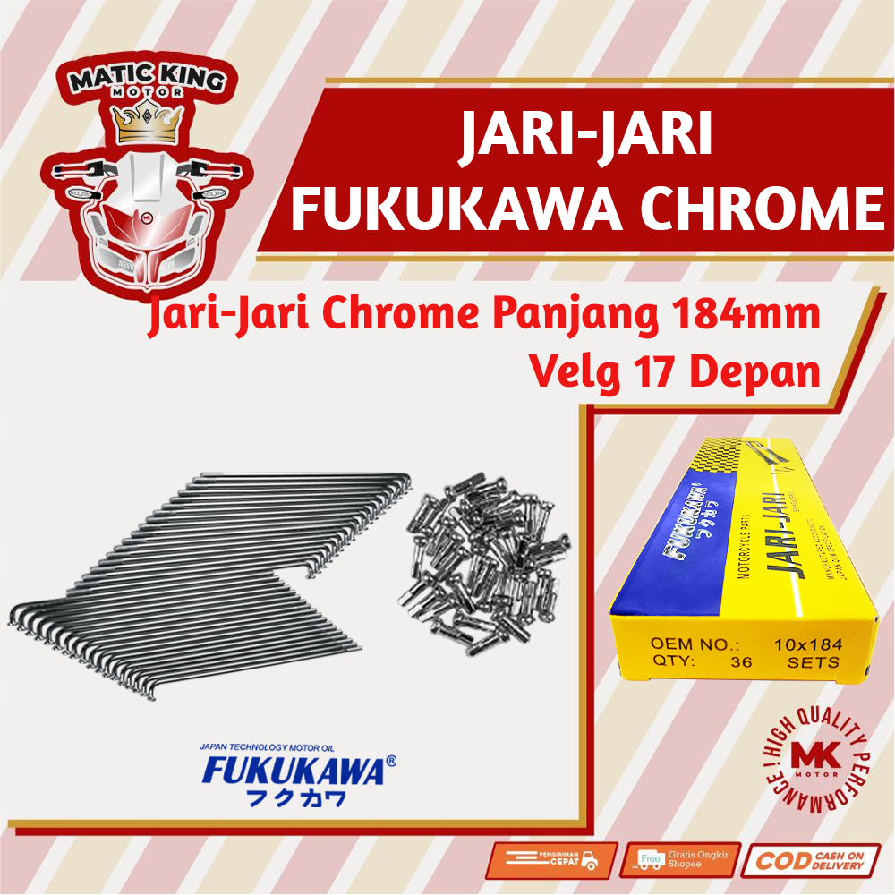 Fukukawa Jari jari Ruji Velg 17 18 ukuran 184 Honda Yamaha Vario Beat Scoopy PCX Supra X Blade Karis