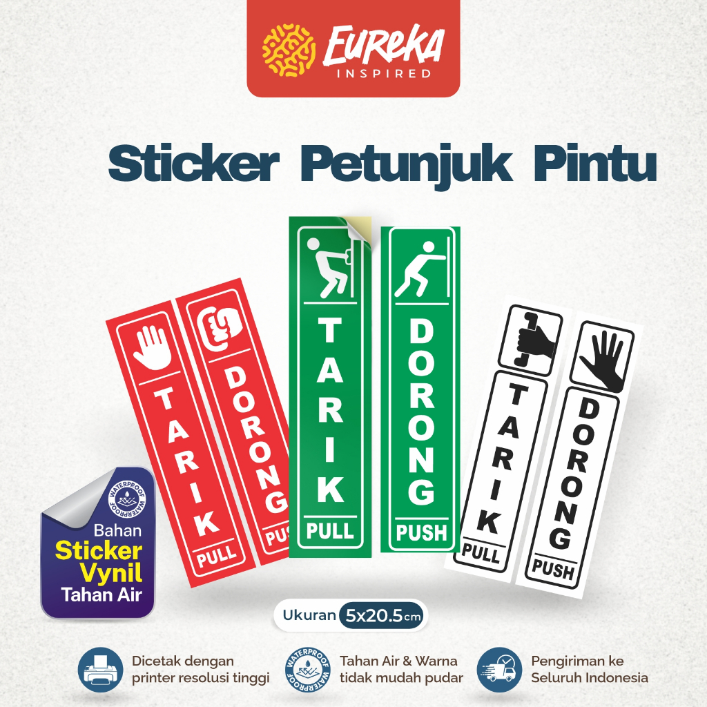 

Stiker Vynil Anti Air Petunjuk Buka Pintu | Stiker Dorong Tarik | Stiker Pull Push