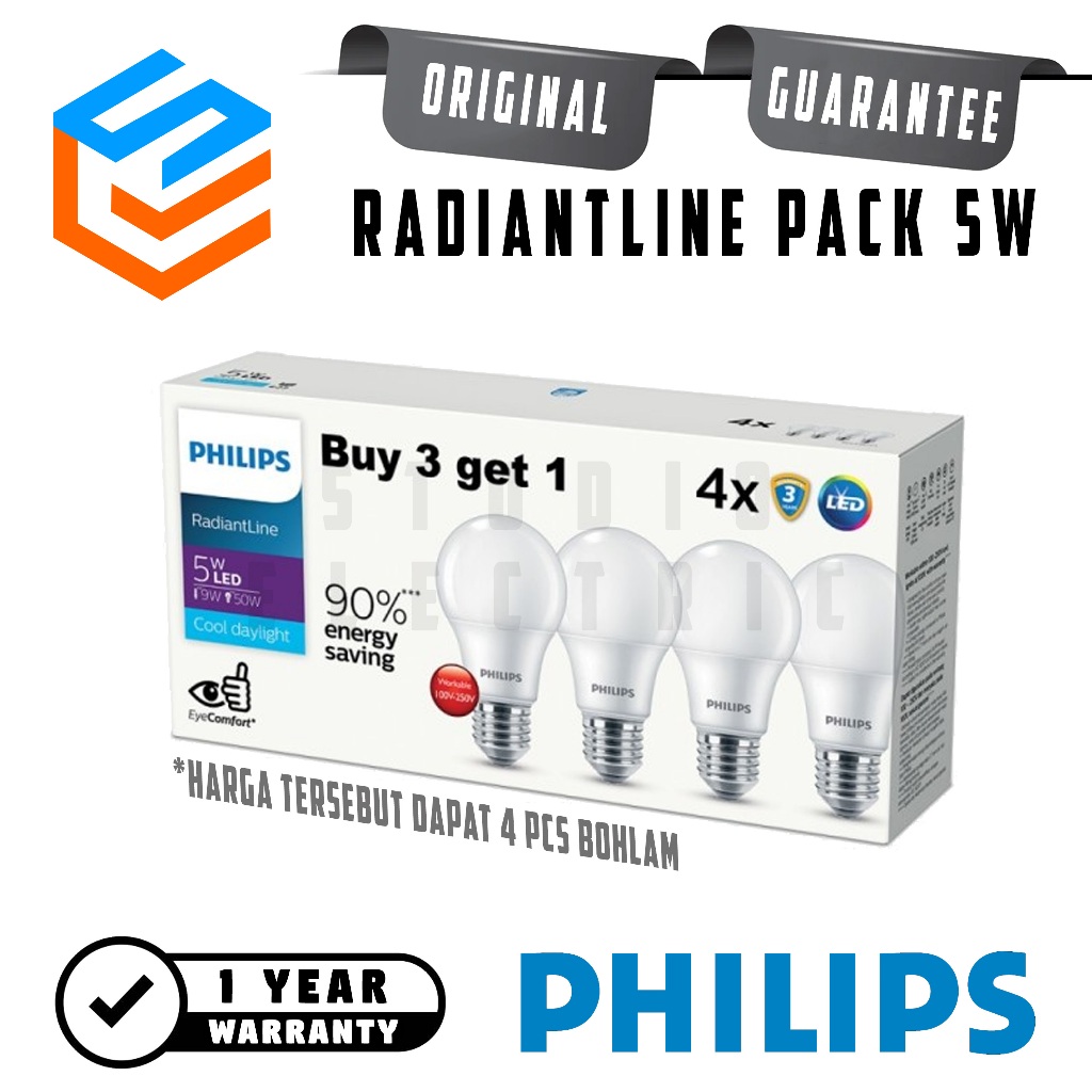 Philips Radiant Line Lampu Bohlam LED 5W RadiantLine Multipack Putih - 5 W 5 Watt
