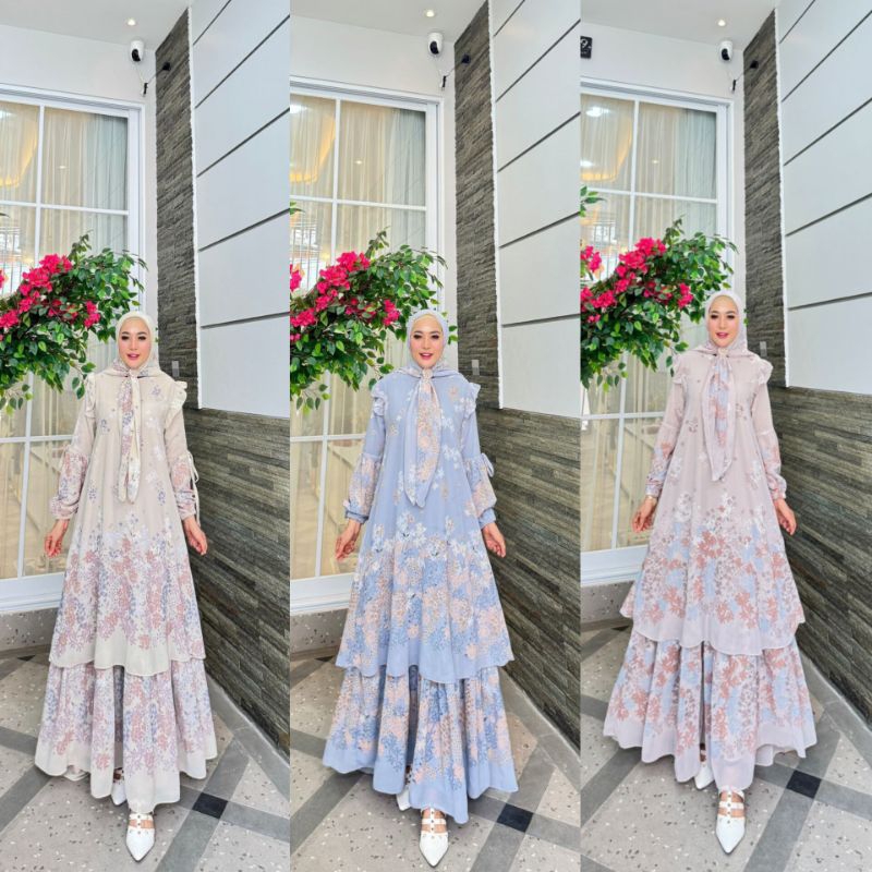 TOKOBAJUZIDAN / KAYSHIFA 5 GLZ / setelan gamis jilbab persegi / gamis ceruty gradasi dewasa model te
