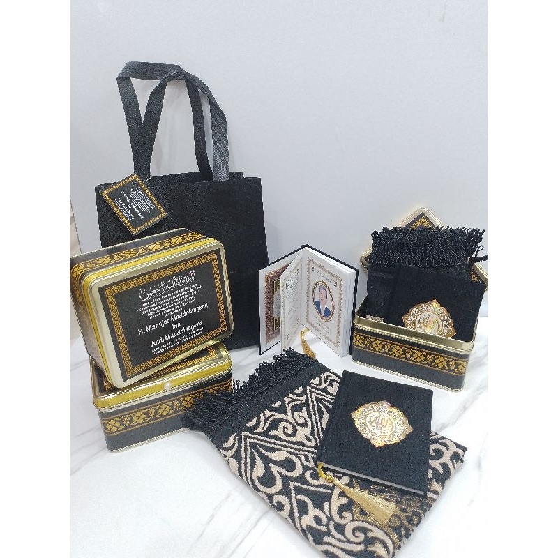 souvenir paket yasin tahlil/paket yasin, sajadah kiswah/hampers mengenang 40 hari tahlil/100 harian