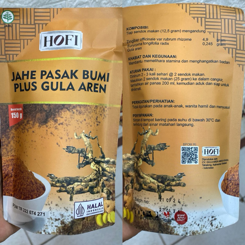 

jahe p bumi plus gula merah merk hofi isi 150 gram