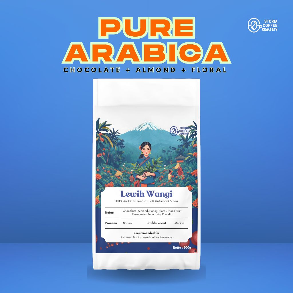 

Lewih Wangi Biji Kopi Pure Arabica Kintamani 500gr