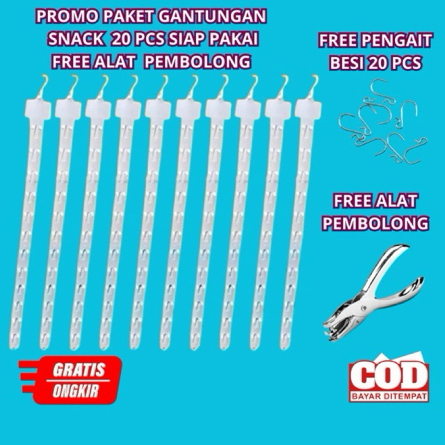 PROMO 20 PCS GANTUNGAN SNACK FREE PEMBOLONG SNACK GANTUNGAN SNACK WARUNG CANTOLAN SNACK GANTUNGAN ST