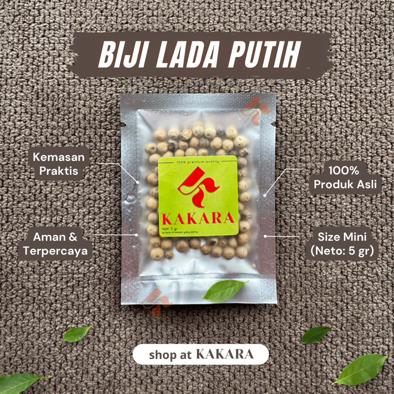 

KAKARA - Lada Putih Biji 5 gram bumbu dapur rempah mini kemasan sachet
