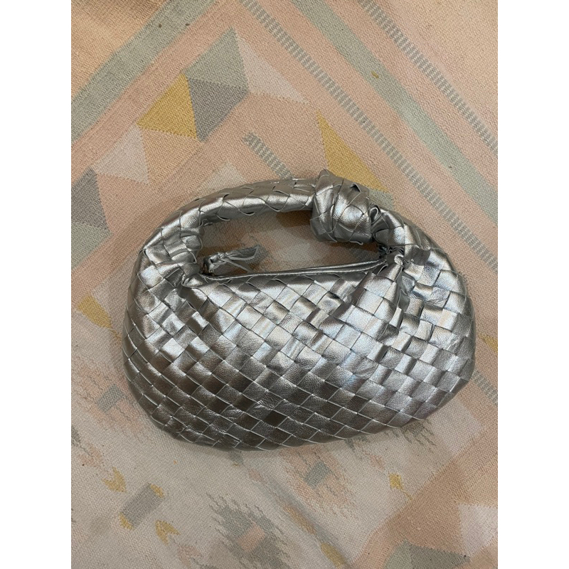 Tas Silver Tali simpul Anyam Kulit Domba Asli