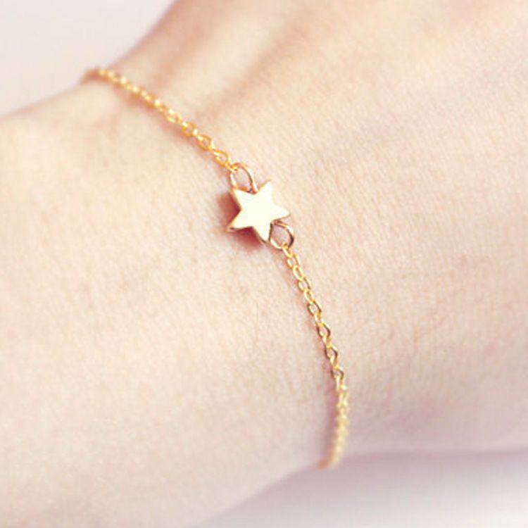 Gelang Rantai Emas Imitasi Wanita Gelang Bintang Minimalis Elegan Fashion Korea Lucu