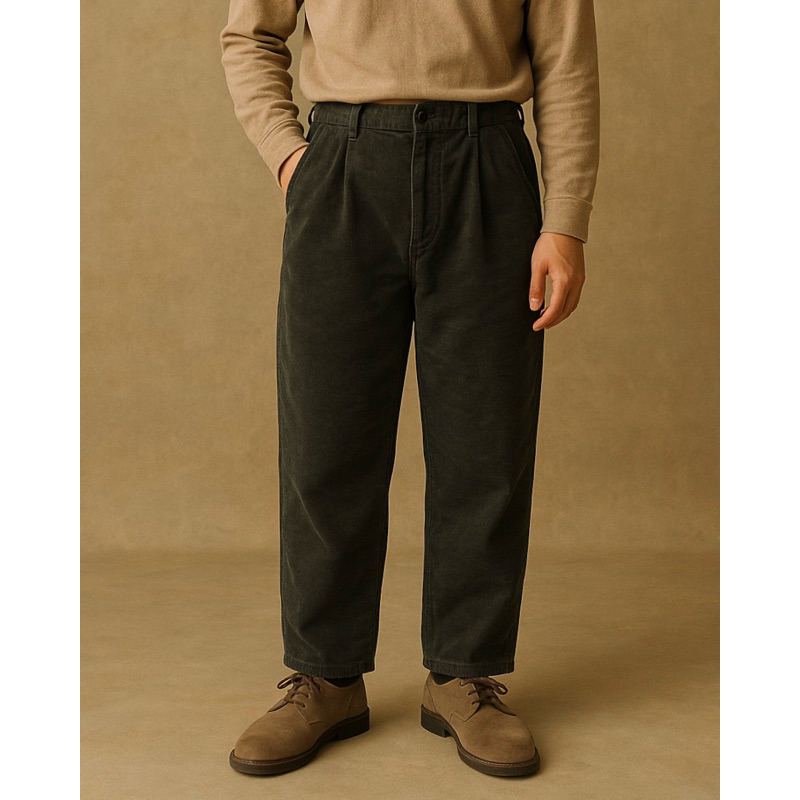 Celana Loose Corduroy Kiko Ina dengan Tampilan Vintage Wash untuk Kenyamanan Sehari-hari