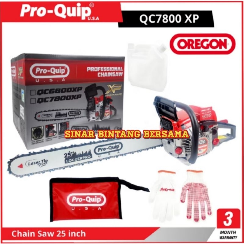 MESIN GERGAJI CHAINSAW POTONG KAYU PRO QUIP 25 INCH QC-7800 XP