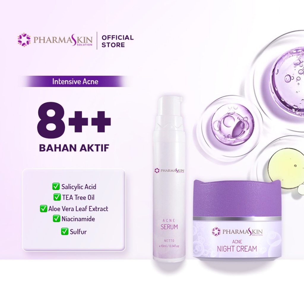 Paket Intensive Acne Pharmaskin Solution | Serum Jerawat | Cream Jerawat | Serum Jerawat BPOM