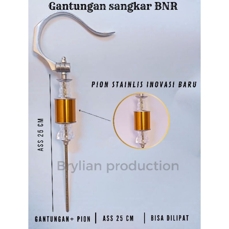GANTUNGAN SANGKAR KOTAK BNR LIPAT + PION STAINLIS  GOLD