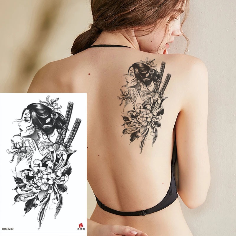 Tatto Temporary WANITA SAMURAI TBS-8249 ukuran 19x12 hight Quality Tato Basic tahan 4-7 hari