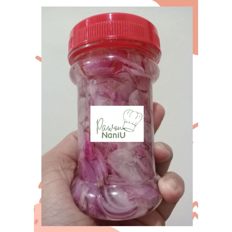 

bawang merah iris atau cincang bacem