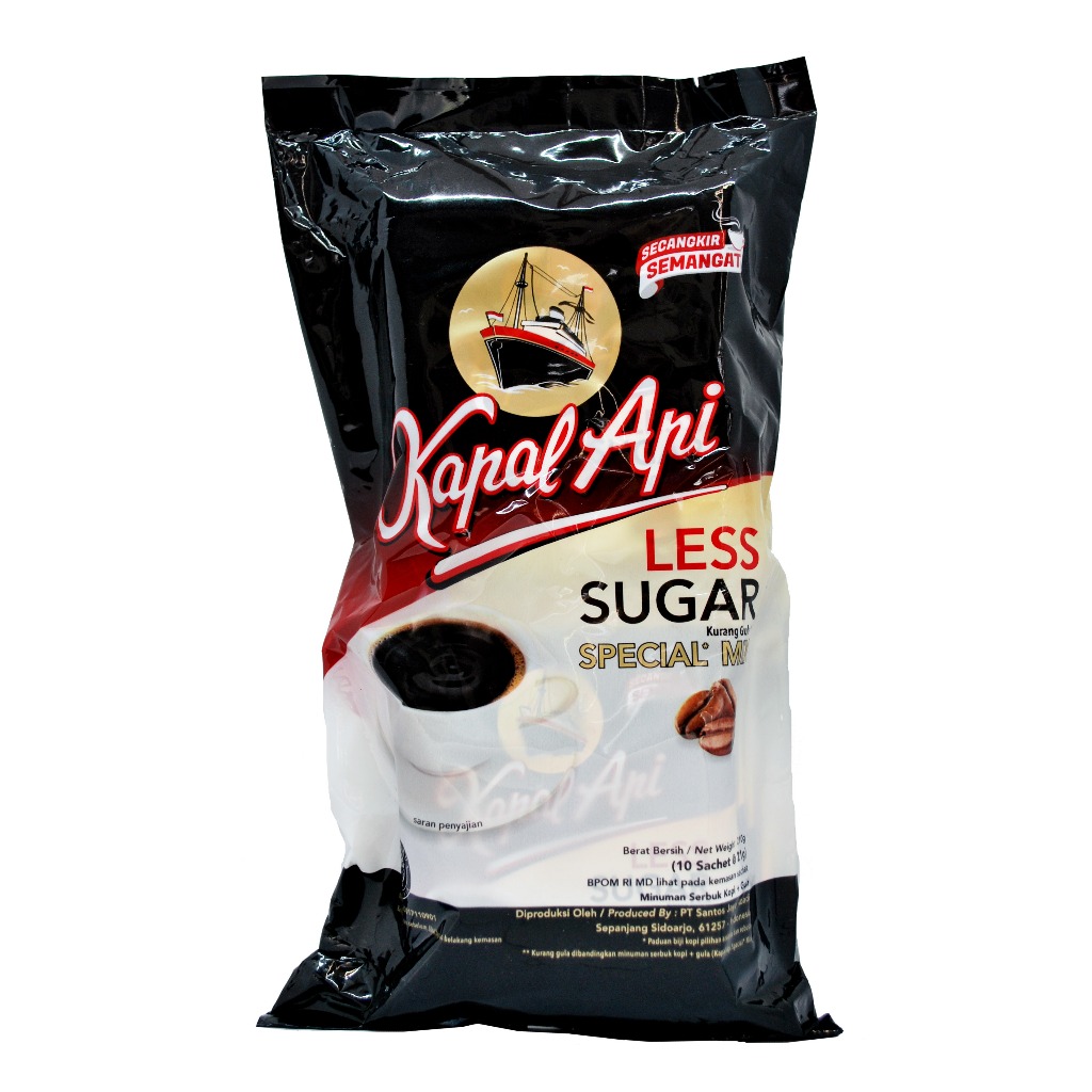 

KOPI KAPAL API SPECIAL MIX LESS SUGAR RENDAH GULA ISI 10'S @ 21GR KOPI 2IN1 GULA