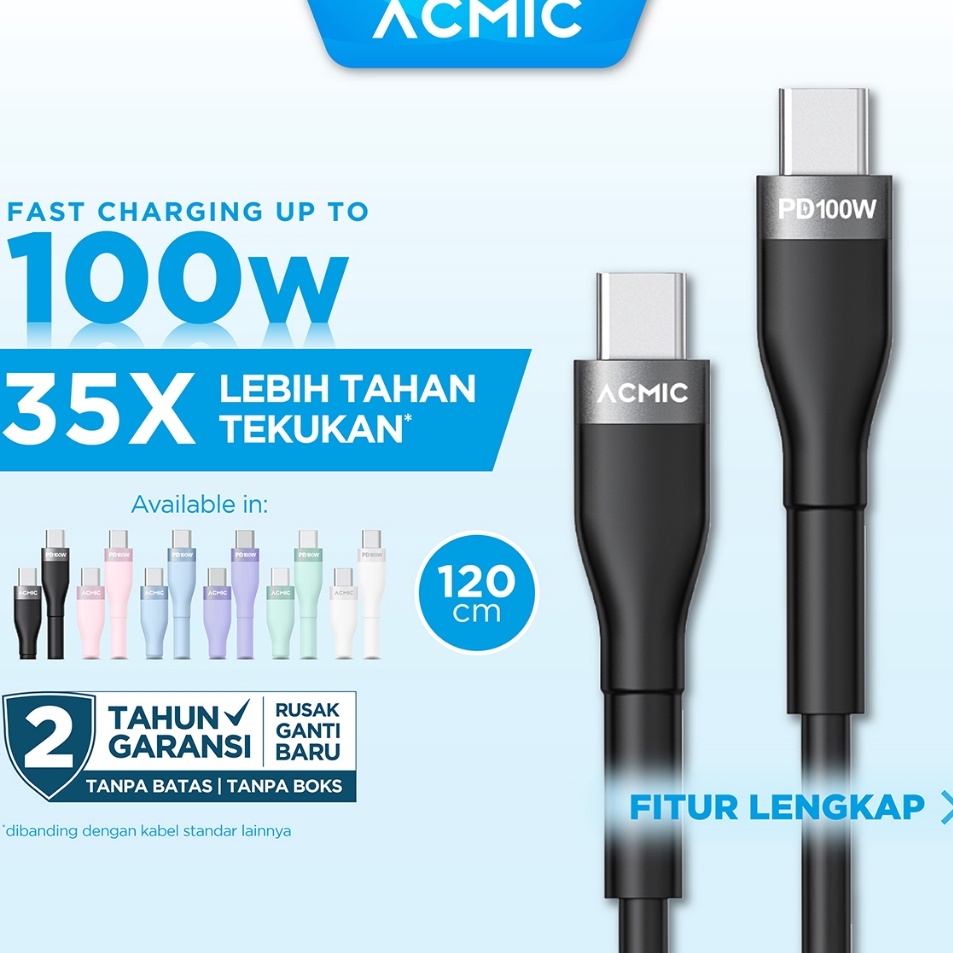 ACMIC UNILINE Cable Original Kabel Data Fast Charging Type C to Type C 1 Watt