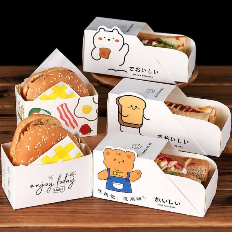 

1 Set 5 pcs Box White Packaging Sandwich | Box White Packaging Hotdog | Box Packing Foodgrade | Sliding Box | Kardus Box Putih | Kardus Packing Makanan [BACA DESKRIPSI]