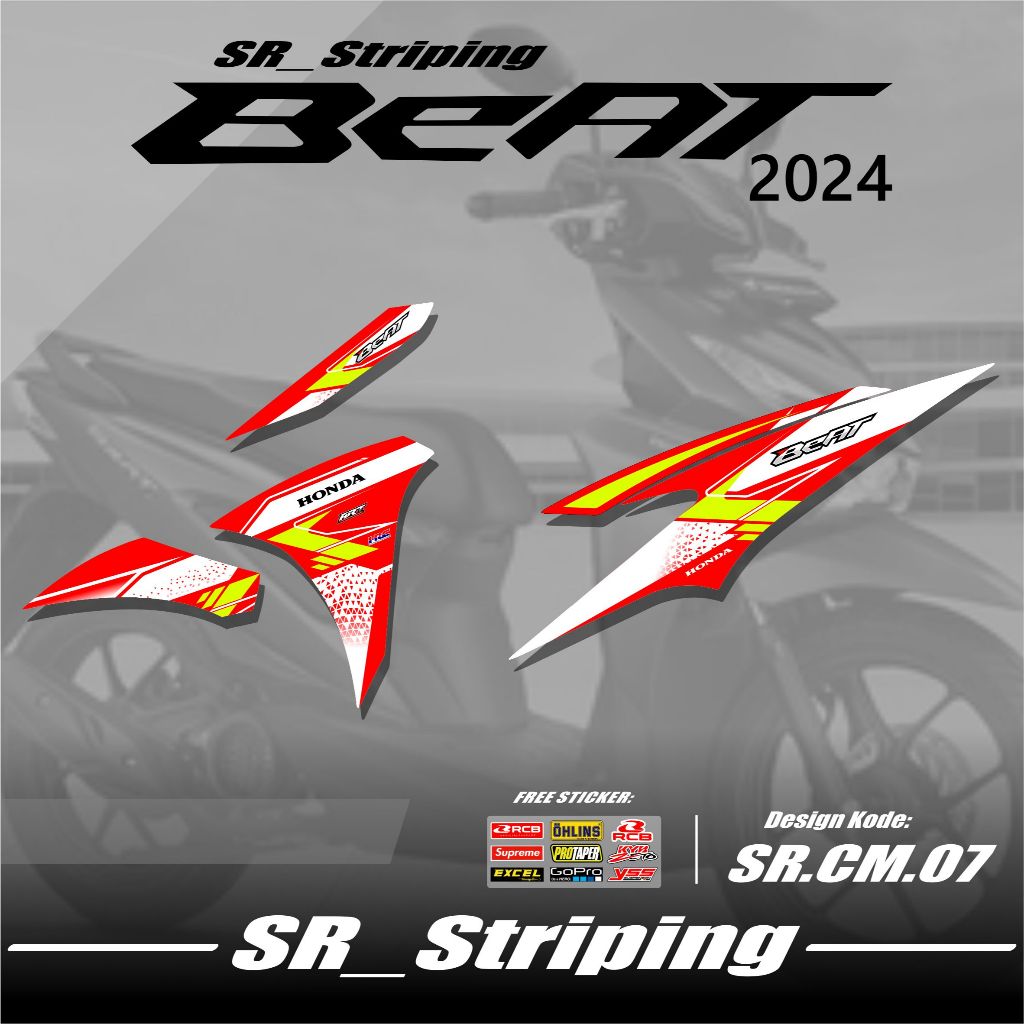 Striping New Beat Fi 2024 Smart Key Terbaru MS 24.03 - Sticker Variasi Beat Stiker Semi Full Body Fr