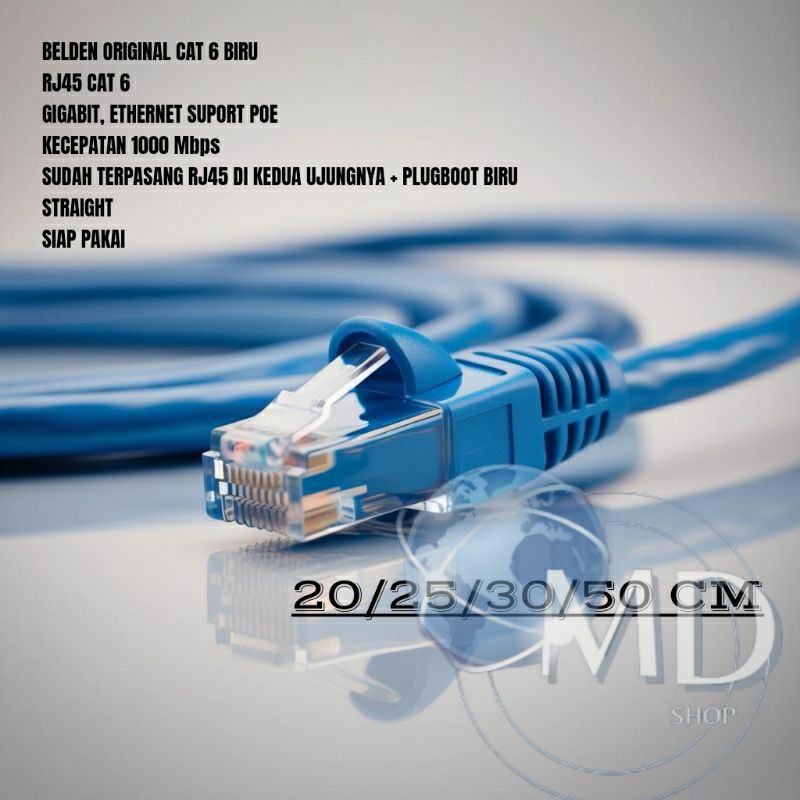 KABEL LAN UTP CAT 6 BELDEN  BIRU  RJ45 CAT 6 GIGABIT ETHERNET SUPORT POE SIAP PAKAI