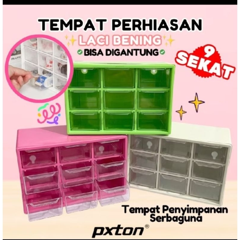 RAK PERHIASAN / LACI AKSESORIS / RAK KOSMETIK / KOTAK 9 LACI AKRILIK