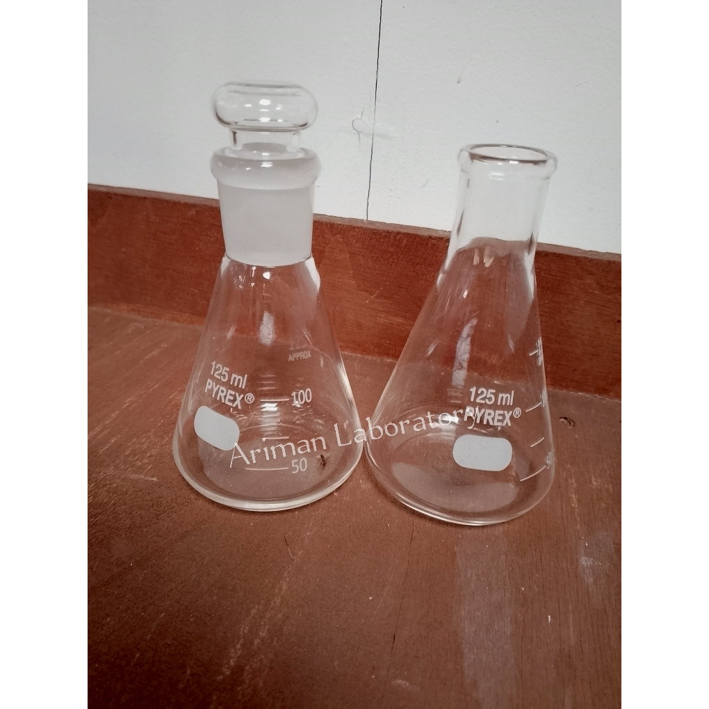 Erlenmeyer 125 ml Rim, Asah & Tutup Asah