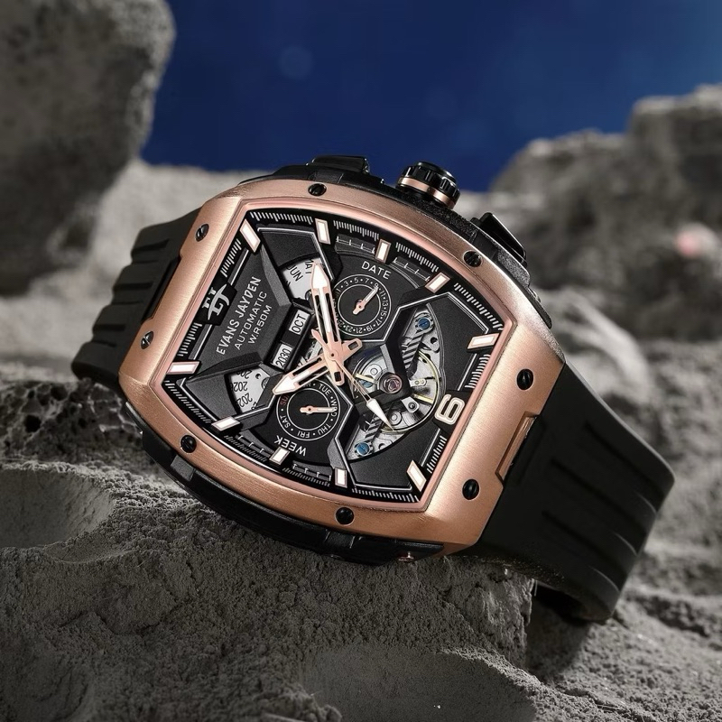 Evans Jayden 9620 AD Rose Gold Rubber Automatic Ori