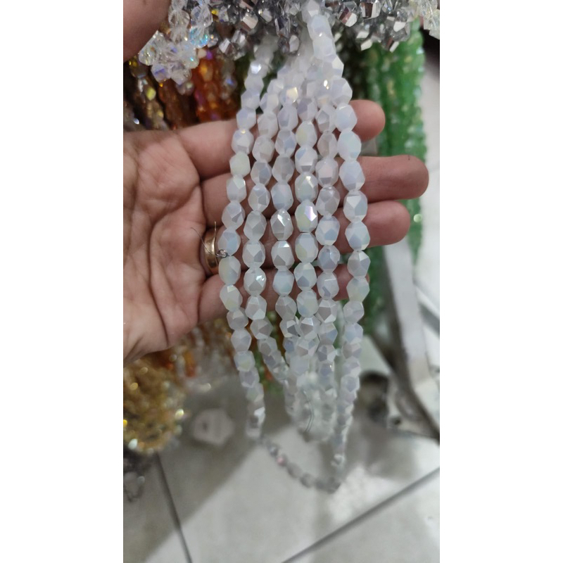 (70butir)Kristal pear 8mm Grade AAA -New Kristal -kristal cylinder lonjong - Gelang manik-gelang mon